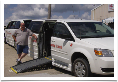 Perry County Transit White Van Transit White Van with Man Standing in Front